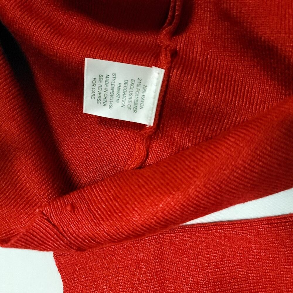 NY Collection Red Asymmetrical Sweater Chic Button Detail Knit Top Size petite L - Picture 10 of 12